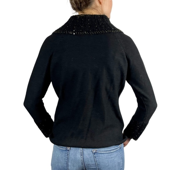 BEREK RHINESTONE CRYSTAL BUTTON DOUBLE BREASTED COTTON KNIT CARDIGAN SWEATER - Picture 2 of 14